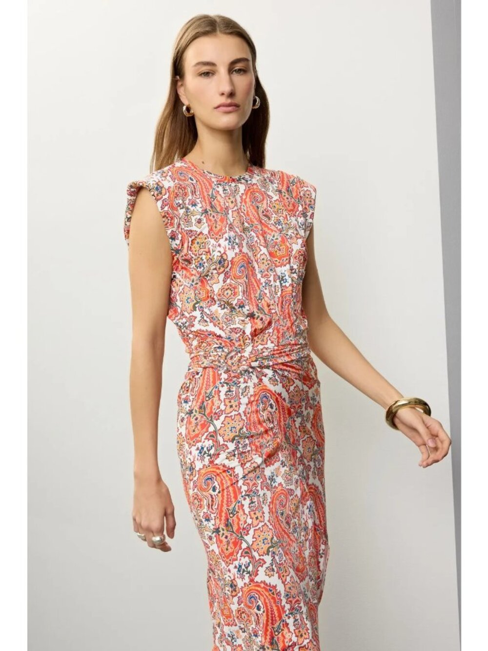 R-69. Rabanne Paisley Printed Draped Dress FR 36 US 2-4